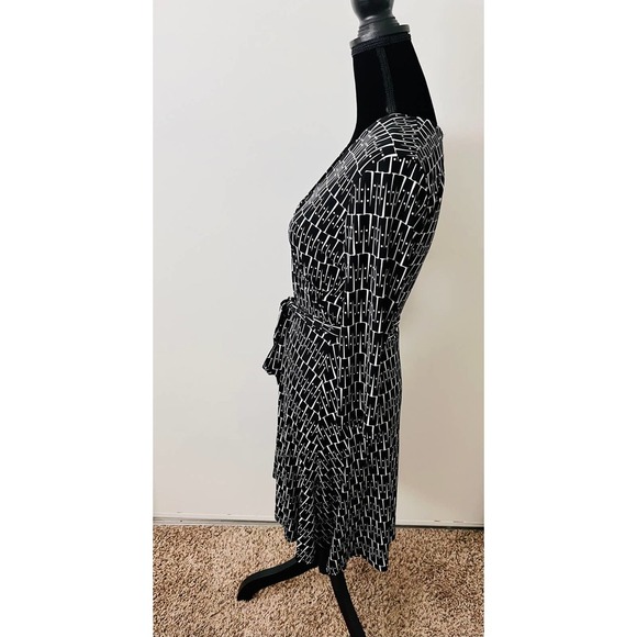 Leota Faux Wrap Dress - Black & White - Medium - Picture 4 of 5